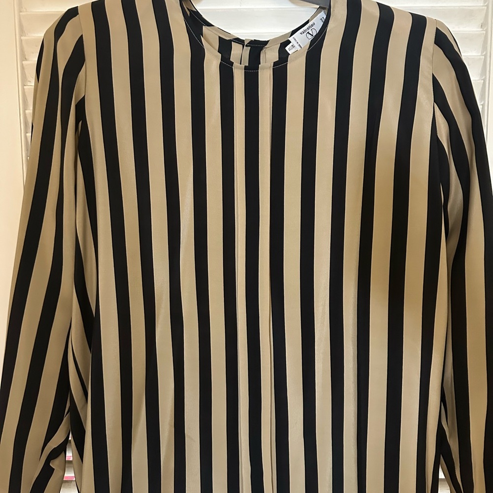 Valentino MissV Striped Black and Beige Blouse